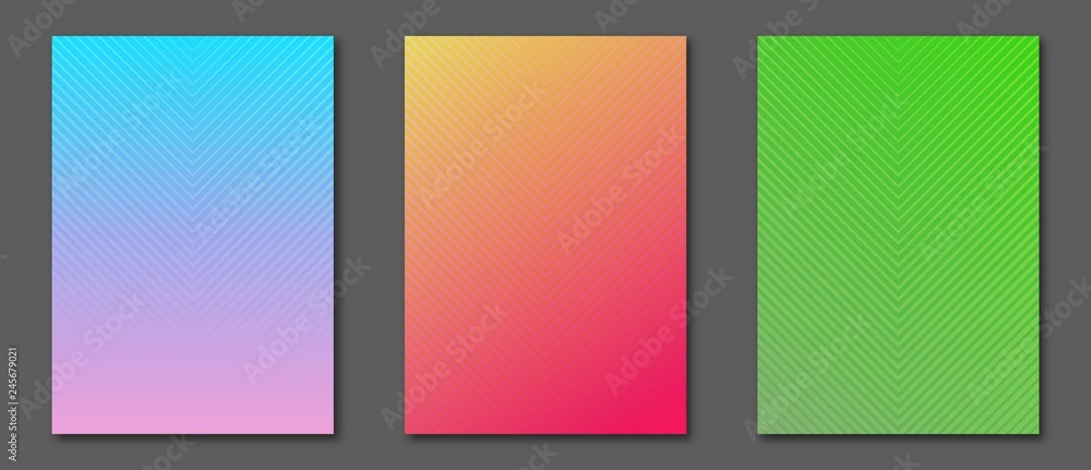 Collection A4 size minimal covers design. Cool colorful halftone gradients. Future geometric template. Eps10 vector.
