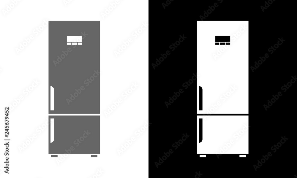 Vector refrigerator or fridge Icon. Black and white color vector illustration. Vector refrigerator or fridge Icon. Black and white color vector illustration.