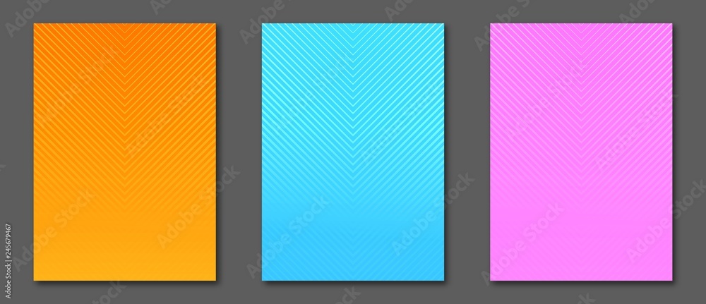 Collection A4 size minimal covers design. Cool colorful halftone gradients. Future geometric template. Eps10 vector.