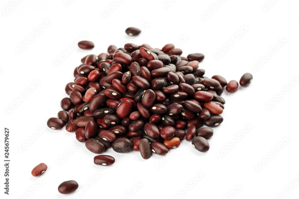 Pile of red kidney bean on a white background