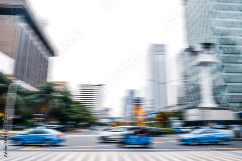Motion blurred background of Southeast Asia road traffic transportation in Jakarta, Indonesia