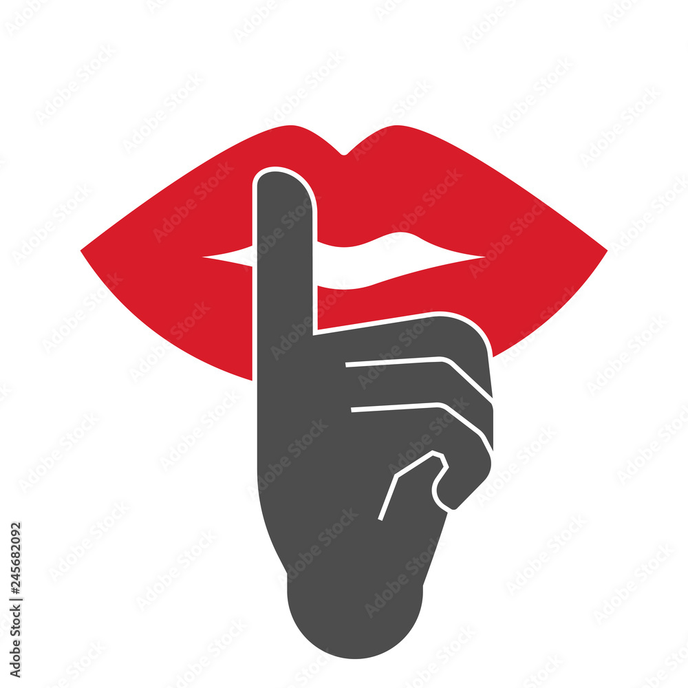 Vettoriale Stock Finger on lips. Vector illustration. | Adobe Stock