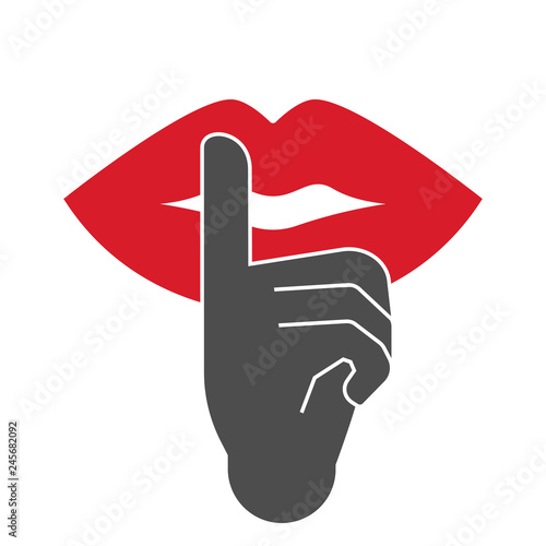 Finger on lips. Vector illustration.