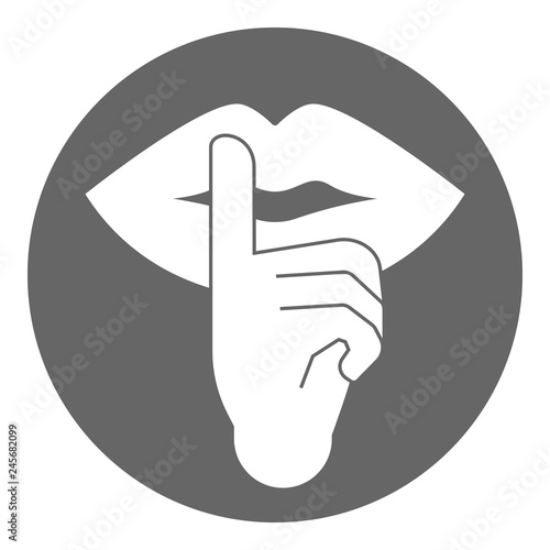Quiet symbol. Finger on lips. Vector icon.