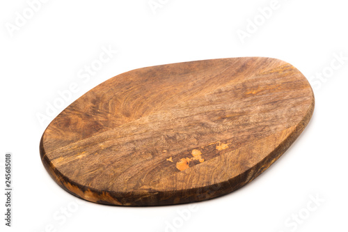 new rectangular wooden cutting board, top view, isolated - Image.