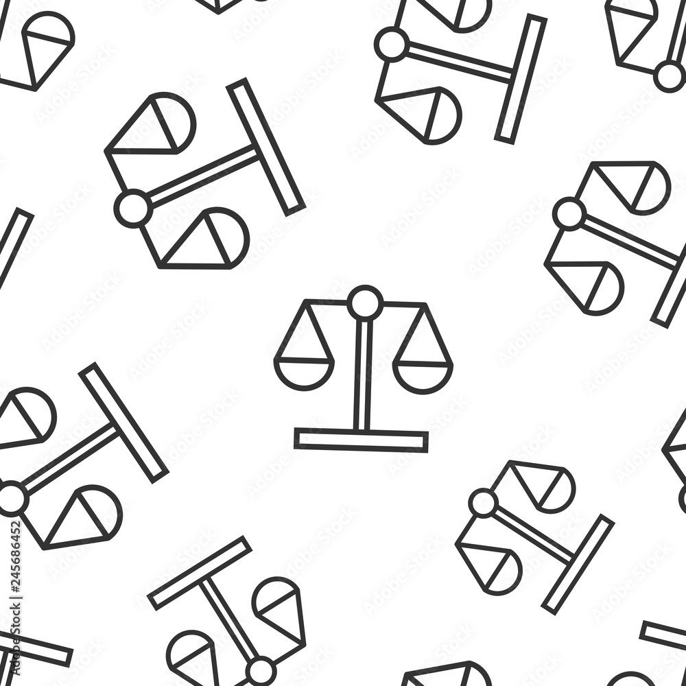 Fototapeta premium Scale comparison icon seamless pattern background. Balance weight vector illustration. Scale compare symbol pattern.