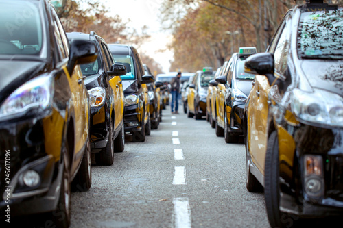 Taxi drivers strike in Barcelona. © Anelik
