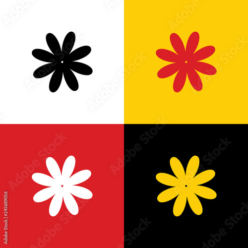 Flower sign illustration. Vector. Icons of german flag on corresponding colors as background. Illustration.