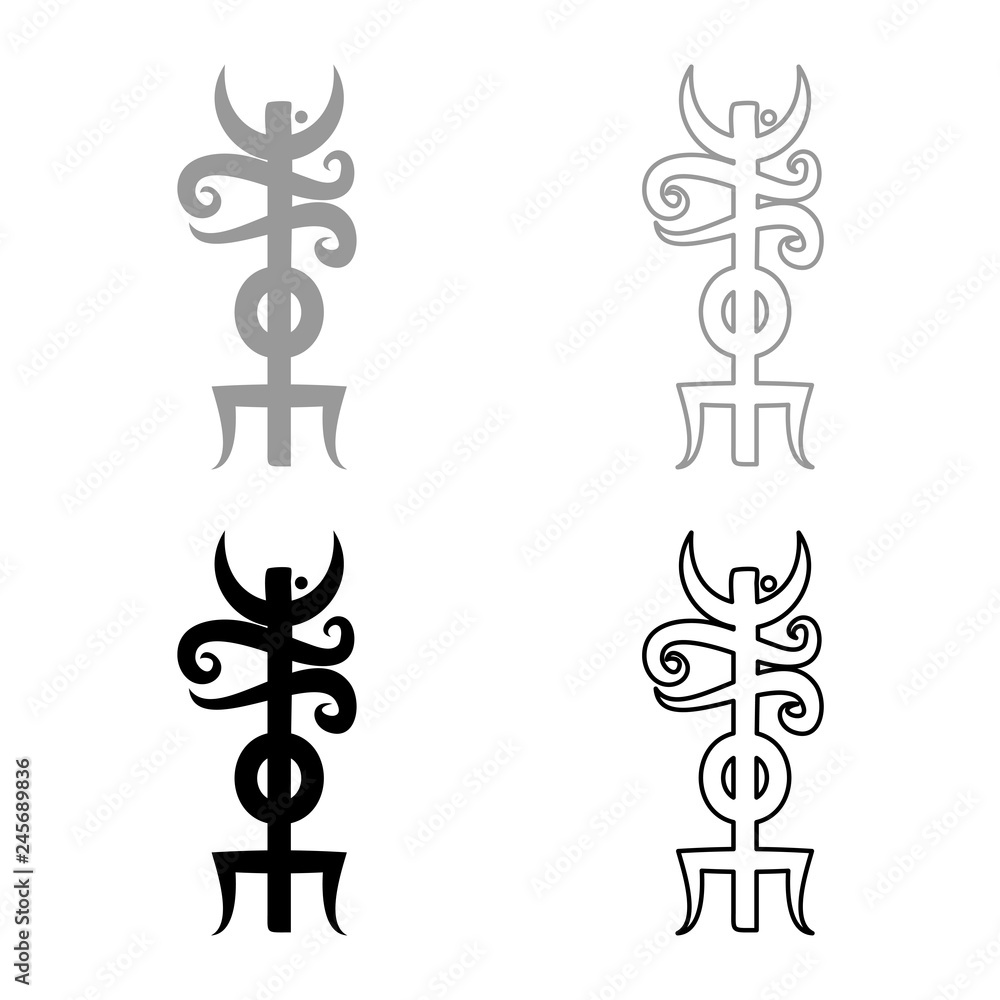 Name Odin rune Rune hide the name of Odin galdrastav icon set grey black color illustration outline flat style simple image