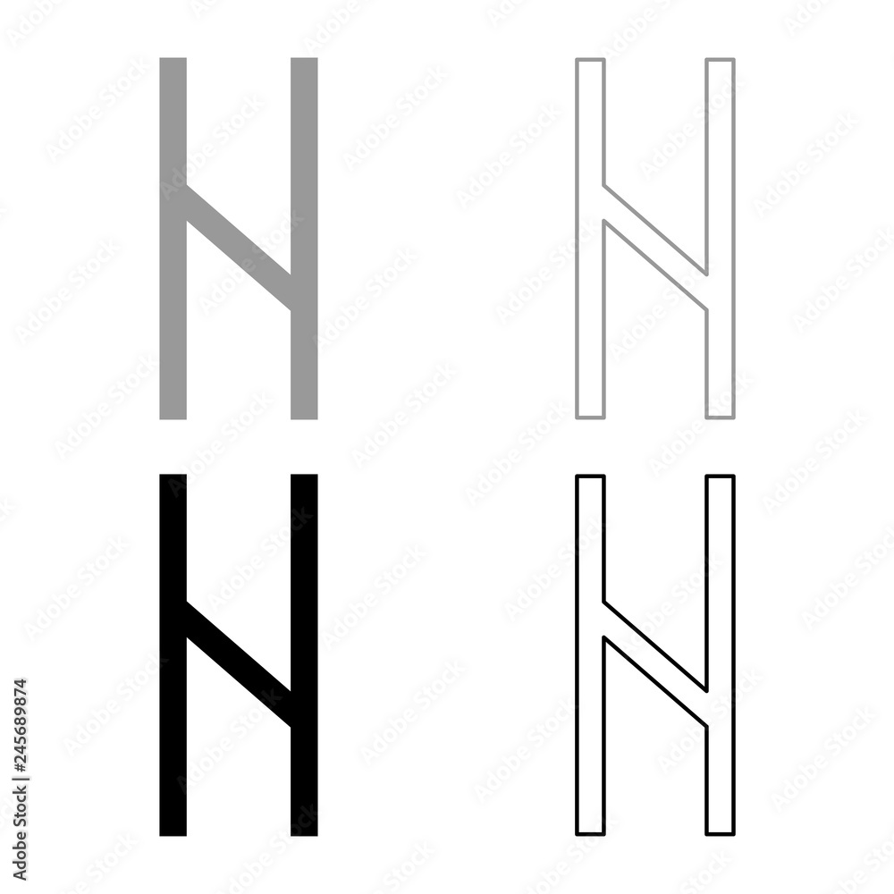 Hagalaz rune Hagall hail havos icon set grey black color illustration ...