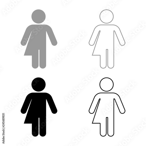 Symbol concept of gender loyalty Transvestite concept Homosexual icon set grey black color illustration outline flat style simple image
