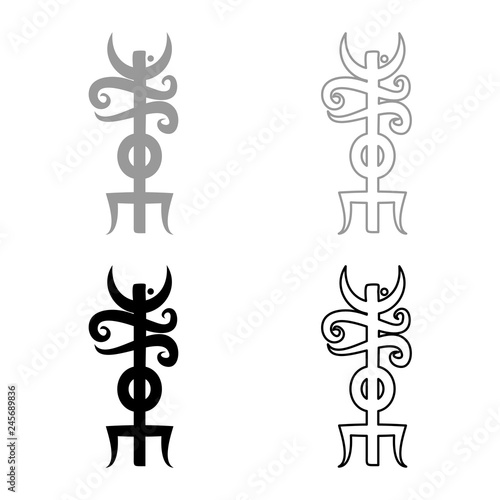 Name Odin rune Rune hide the name of Odin galdrastav icon set grey black color illustration outline flat style simple image