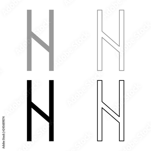 Hagalaz rune Hagall hail havos icon set grey black color illustration outline flat style simple image