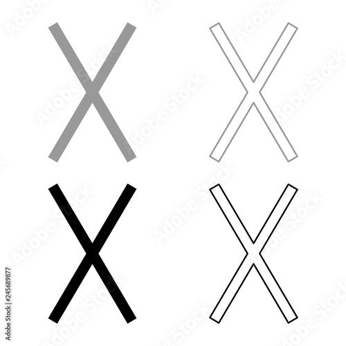 Gebo rune Gift talent sign icon set grey black color illustration outline flat style simple image