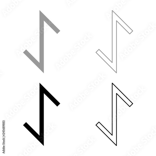 Eywas rune yew strength egis symbol icon set grey black color illustration outline flat style simple image