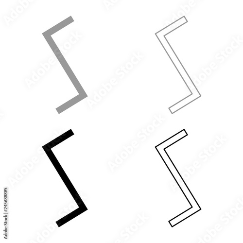 Sowull rune sol sun symbol icon set grey black color illustration outline flat style simple image