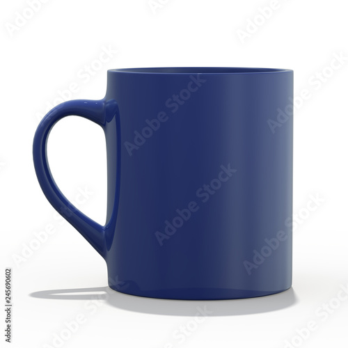 Blue mug Mockup standing on the surface. 3D