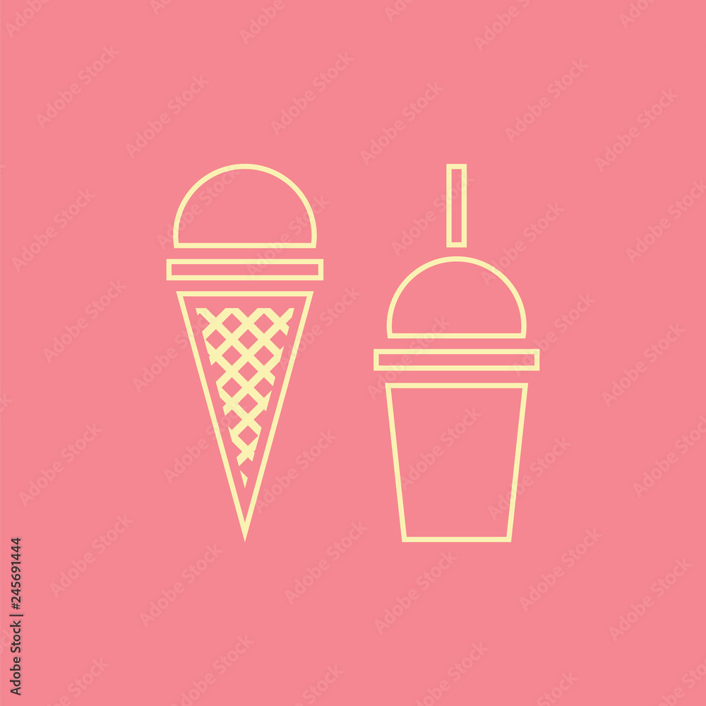 ice cream and shake vector icons set