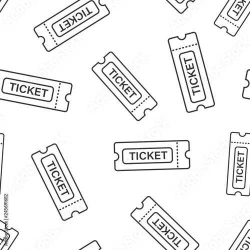Cinema ticket icon seamless pattern background. Admit one coupon entrance vector illustration. Ticket symbol pattern.