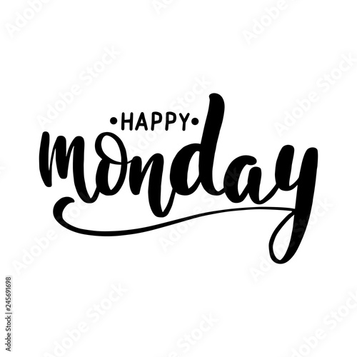Happy monday lettering greeting card.