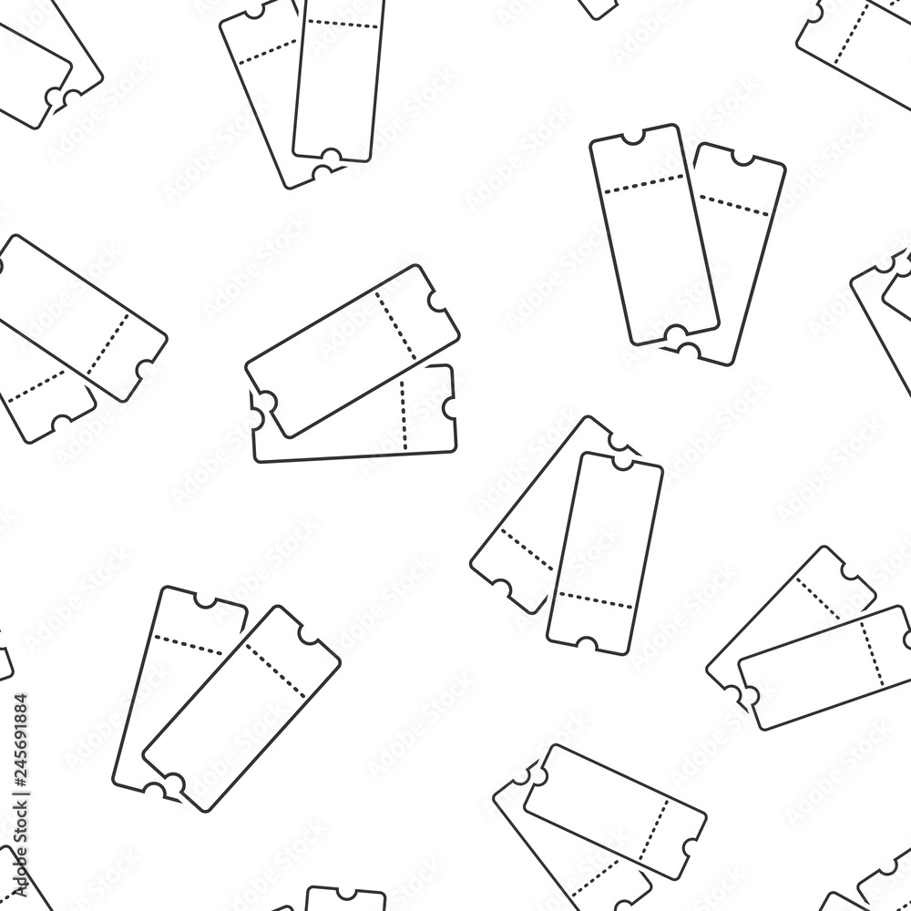 Cinema ticket icon seamless pattern background. Admit one coupon entrance vector illustration. Ticket symbol pattern.