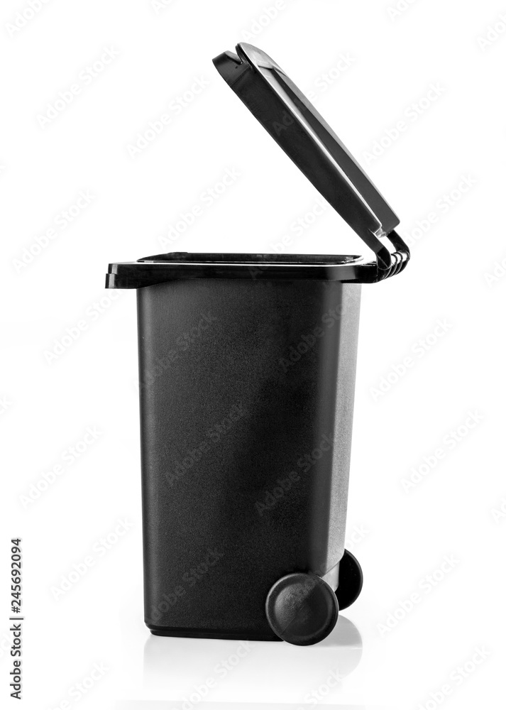 Black garbage bin on the white Stock Photo | Adobe Stock
