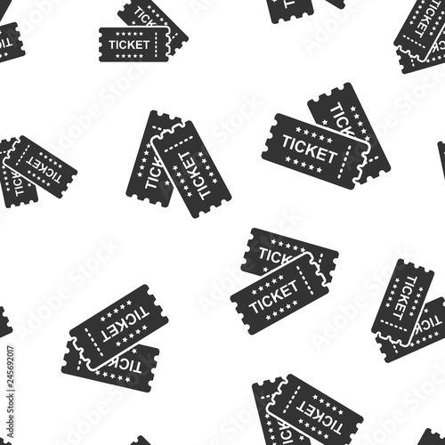 Cinema ticket icon seamless pattern background. Admit one coupon entrance vector illustration. Ticket symbol pattern.