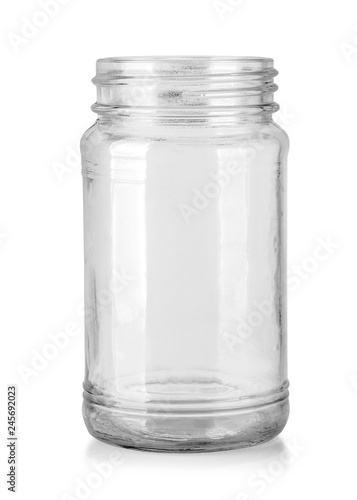 Empty glass jar isolated