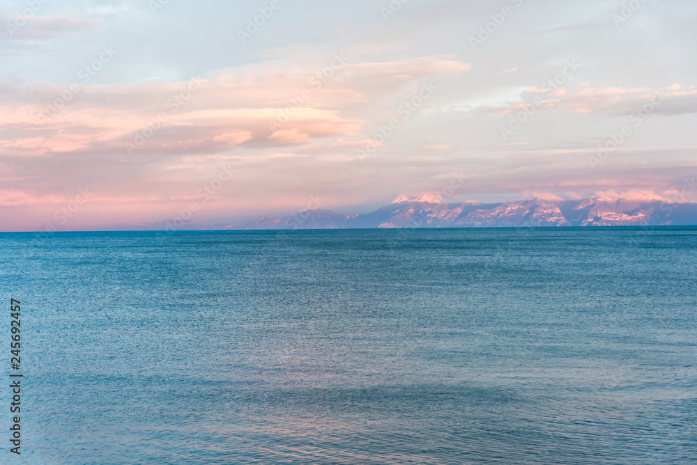 Mountains at Sunrise on the Southern Italian Coast Mountains at Sunrise on the Southern Italian Coast