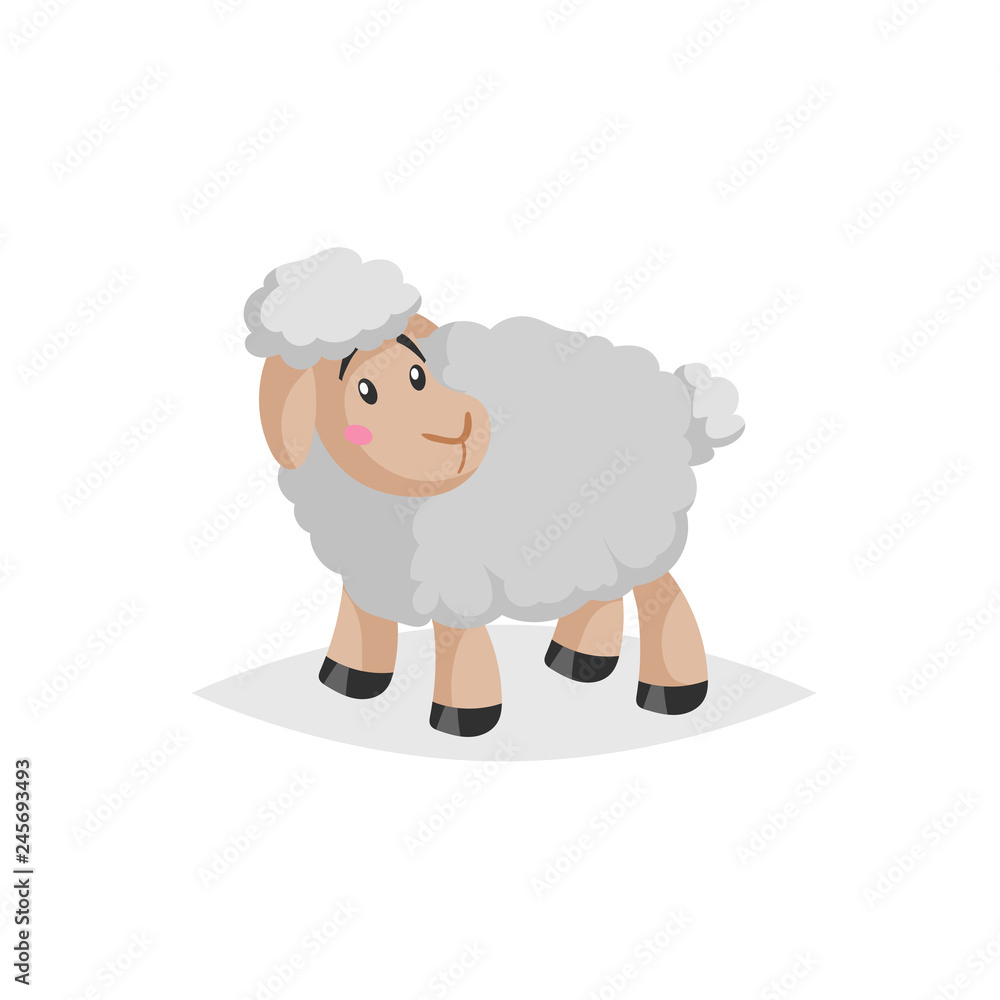 Cartoon sheep looking around. Wooly cute farm animal stay. Vector trendy  design illustration isolated on white background. Stock Vector | Adobe Stock