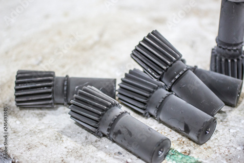 Shaft gear after the nitriding process with an oblique tooth