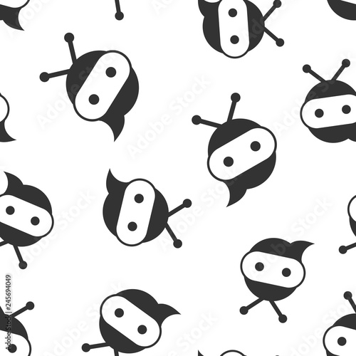 Cute robot chatbot icon seamless pattern background. Bot operator vector illustration. Smart chatbot character symbol pattern.