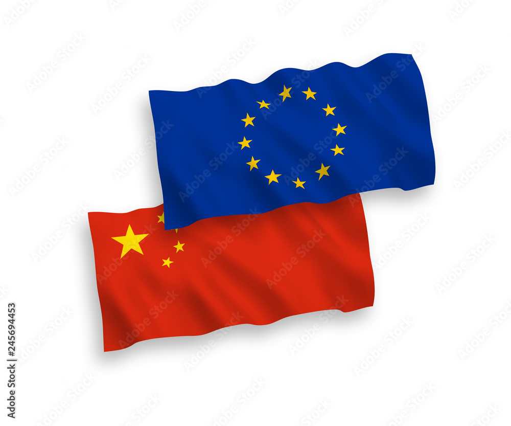 Flags of China and European Union on a white background Flags of China and European Union on a white background