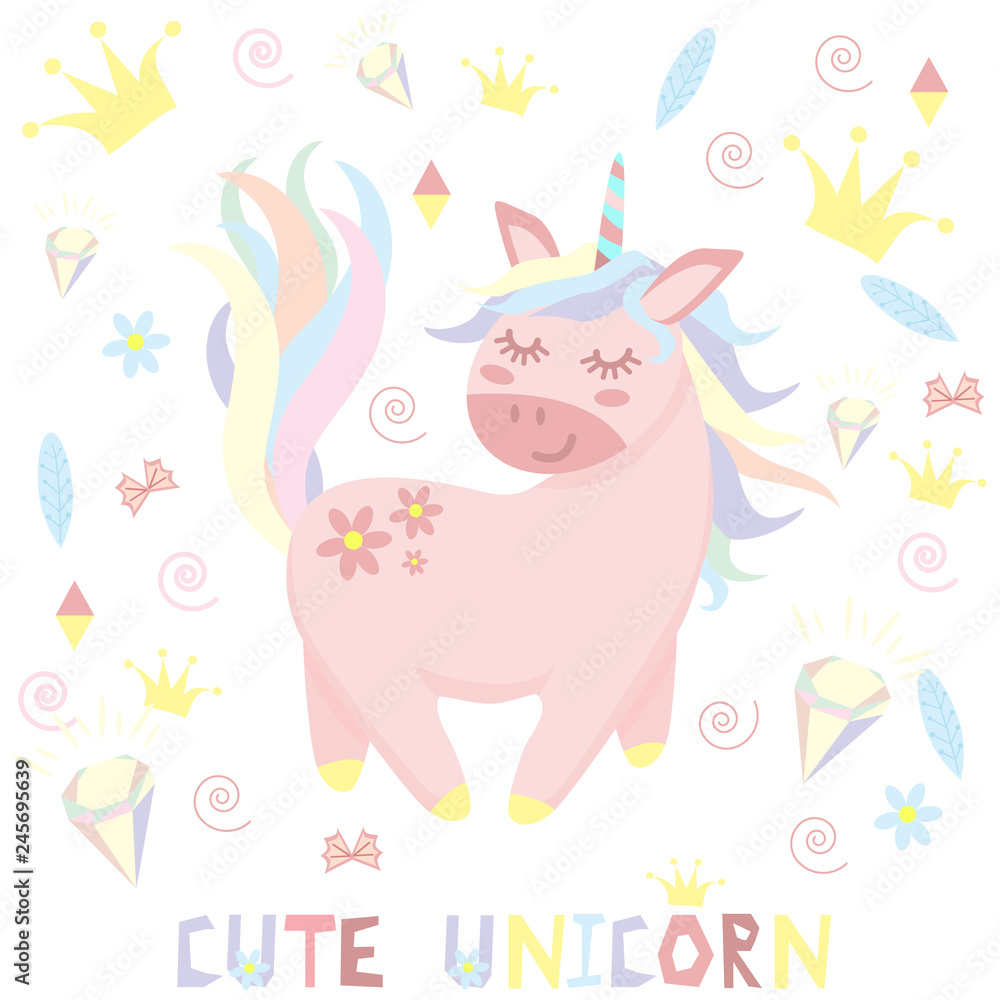 cute unicorn - vector illustration, eps cute unicorn - vector illustration, eps