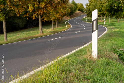 Landstraße mit Leitpfosten