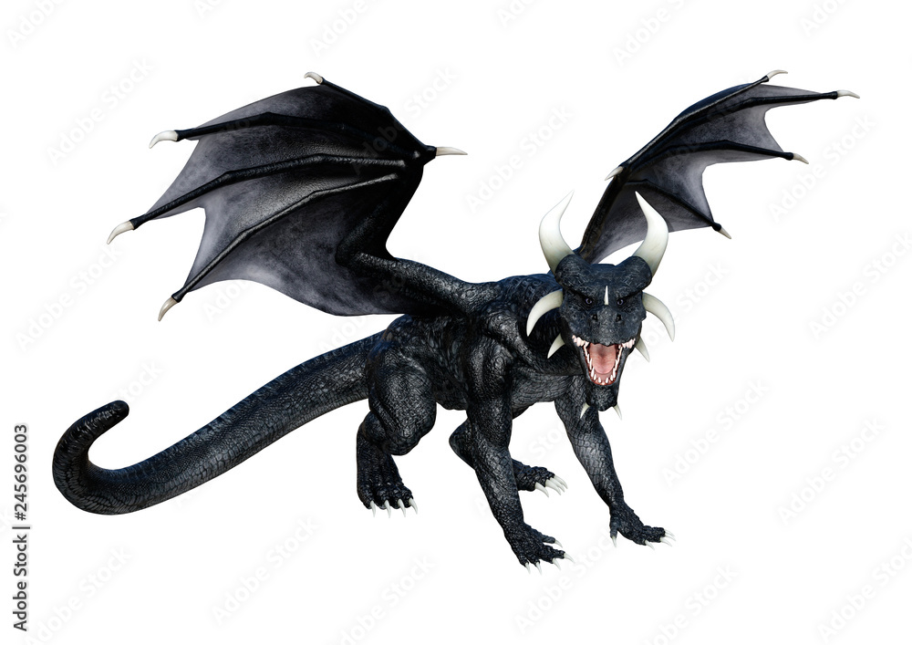 Obraz premium 3D Rendering Fairy Tale Dragon na białym tle