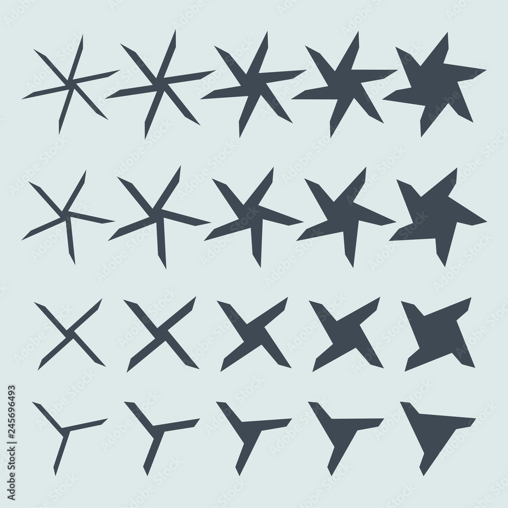 Set of the abstract monochrome signs ninja Set of the abstract monochrome signs ninja