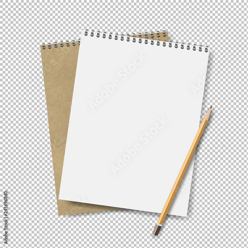 Two Note books With Pensil Transparent Background