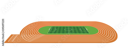 Running tracks and soccer field. vector illustration