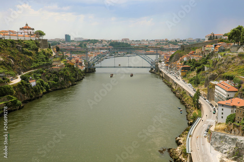 Porto City aerial view with Dom Luis I bridge, Portugal