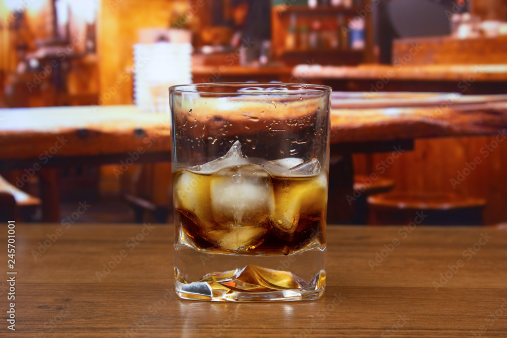 Black russian cocktail in old fashioned glass with ice