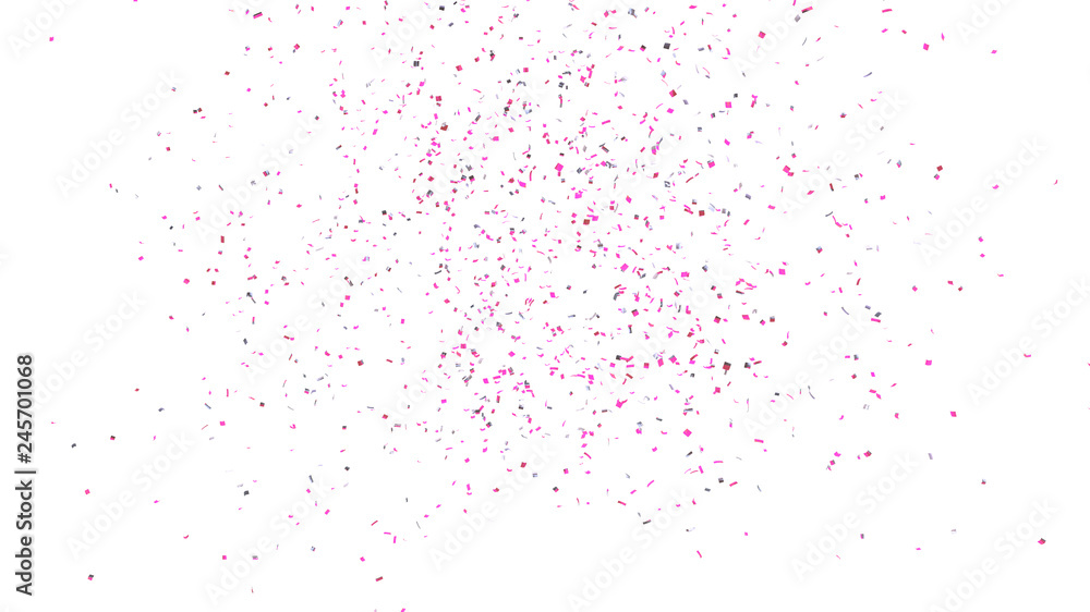Pink and silver confetti explosion festive background