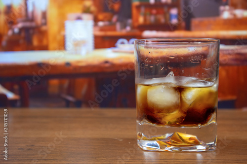 Black russian cocktail in old fashioned glass with ice