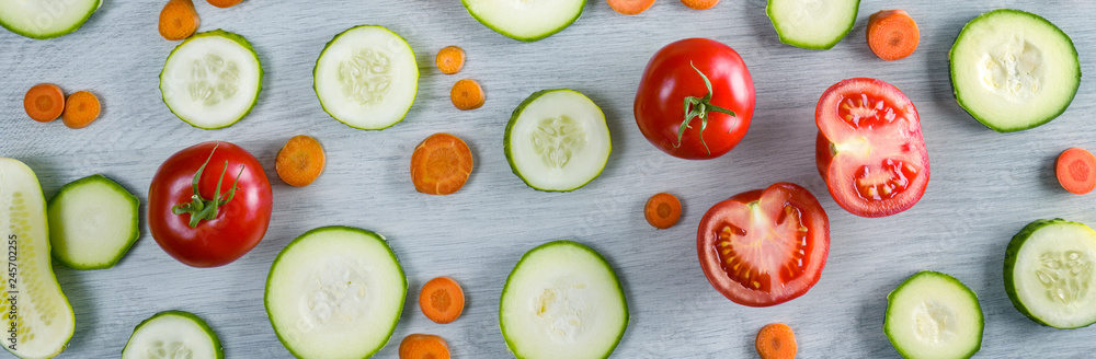 Wide photo vegetables on wooden background. Wide photo vegetables on wooden background.