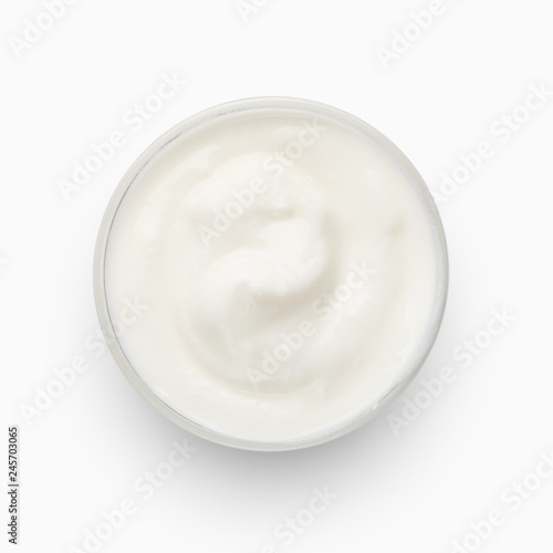 Bowl of sour cream, top view
