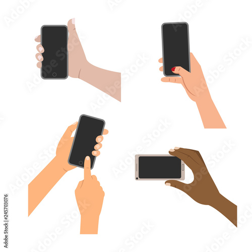Human hand holding smartphones.
