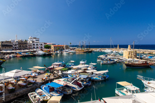Marina harbour and port with yachts in Kyrenia Girne, North Cyprus