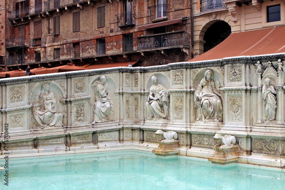 Fonte Gaia fountain at Piazza del Campo, Siena, Tuscany