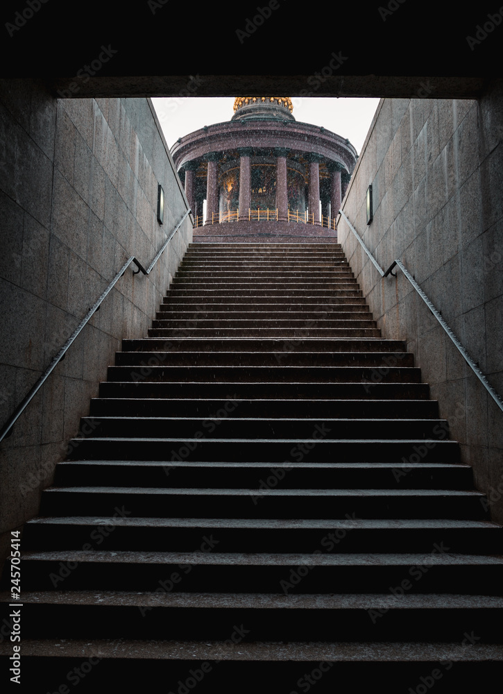 Fototapeta premium Staircase exit from the tunnel to the Victory Column in Berlin. Germany