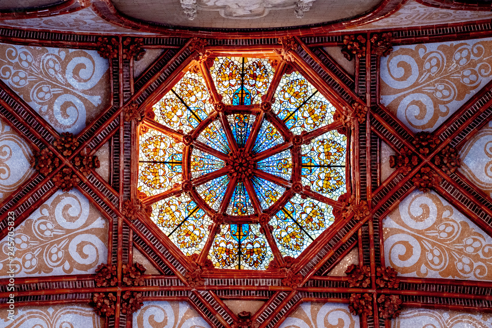 Glass ceiling of San Pau hospital, in Barcelona